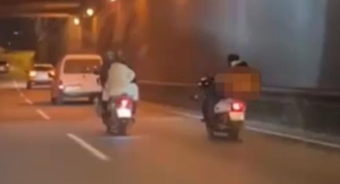 Motosikletlinin keyfini görenler şaştı