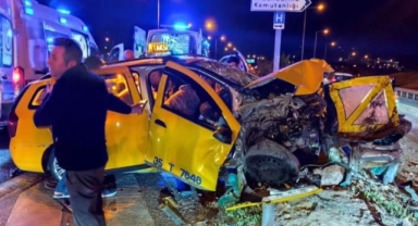 İzmir’de ticari taksi bariyerlere çarptı: 1 ölü, 5 yaralı