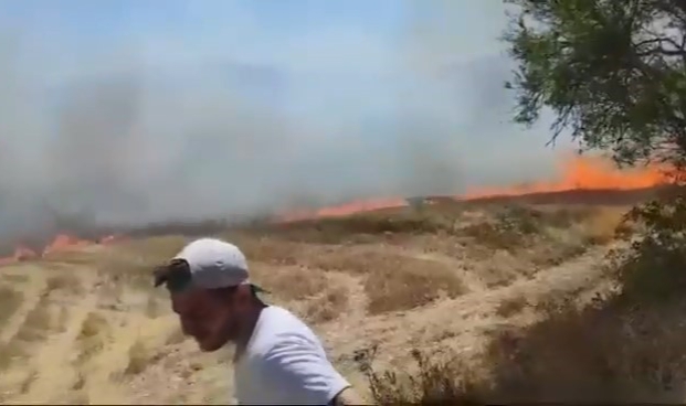 Büyükorhan'daki anız yangını korkuttu