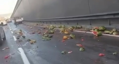 Karpuzlar yola döküldü, yol kayak pistine döndü