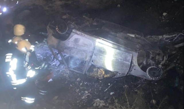 Konya'da şarampole uçan otomobil yandı: 4 ölü, 2 yaralı