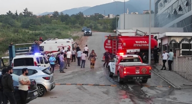 Tekstil fabrikasının bacasında korkutan yangın