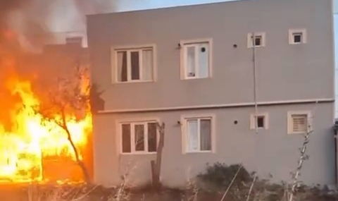 Tüpler bomba gibi patladı, baraka kül oldu