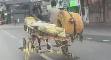 3 tekerli at arabası ile trafiği tehlikeye attı