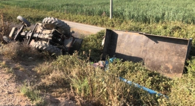 İşçileri taşıyan traktör devrildi : 1 ölü 4 yaralı