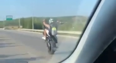 Otobanda tek teker ölüme yolculuk kamerada