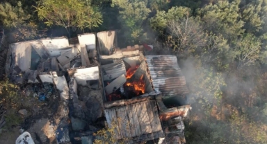 Barakadan çıkan yangın zeytinlik alana sıçradı
