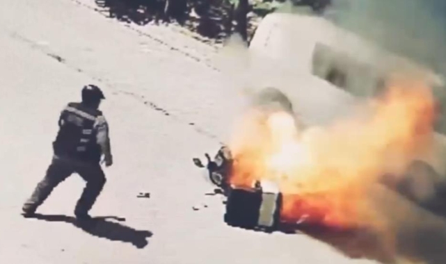 Elektrikli bisiklet'in bataryası bomba gibi patladı