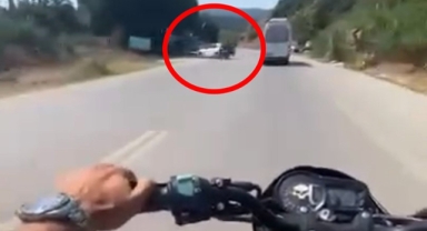 Gemlik'te kaza anı kask kamerasında