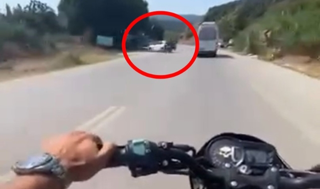 Gemlik'te kaza anı kask kamerasında