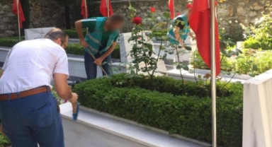 Şehitliği temizlediler, gazileri ziyaret ettiler