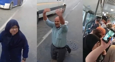 Engelli oğlunu bindirmek için otobüsün önüne yattı