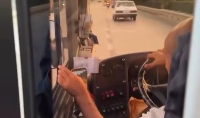 Otobüs şoförü direksiyon başında video izledi