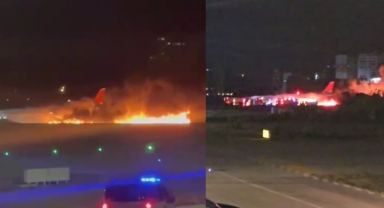 Antalya'da inişe geçen Rus yolcu uçağında yangın