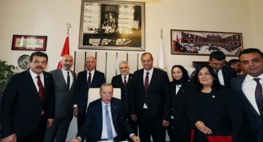 Cumhurbaşkanı Erdoğan, TBMM’de Başkan Usta'yı kabul etti
