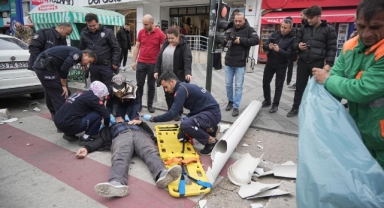 Lodosta çatıdan kopan boru adamın kafasına düştü