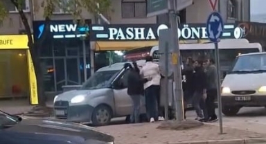 İnegöl'de trafik kavgası kameraya yansıdı