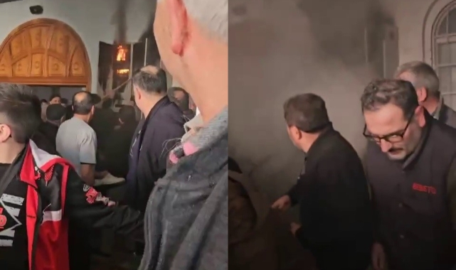 Cuma vakti camiide korkutan yangın