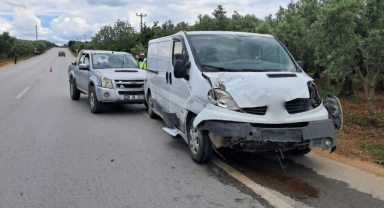 Minibüsle kamyonet çarpıştı: 2 yaralı
