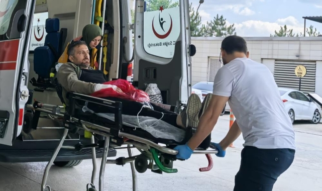Ağaç keserken motorlu testere ile elini kesti