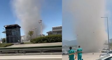 Bursa’da hortum paniği kamerada