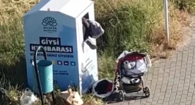 Hırsızlar, giysi kumbarasından kıyafet çaldılar