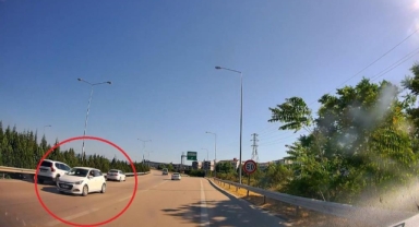 Kadın sürücü otobanda ters şeritte ilerledi