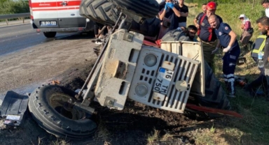 Karacabey'de traktör ile çekici çarpıştı: 1 yaralı