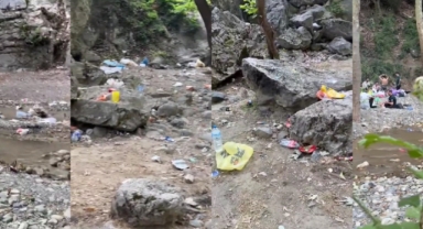 Narlıdere Şelalesini çöplüğe çevirdiler