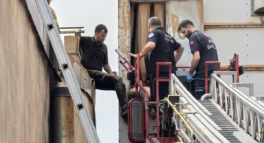 Talaş emiciye sıkışan işçiyi itfaiye ekipleri kurtardı