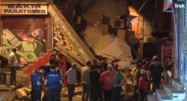 Beyoğlu’nda büfede meydana gelen patlama binayı yıktı