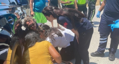 Kontrolünü kaybeden motosiklet sürücüsü kaza yaptı