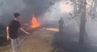  İnegöl'de otluk alanda çıkan yangın korkuttu