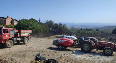 Mudanya'da çöplük yangını büyümeden söndürüldü