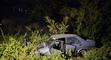 Şarampole uçan araçta 2 kişi yaralandı