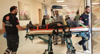 Üzerine sunta devrilen işçi yaralandı