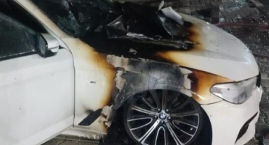 Mudanya'da hastane otoparkında araç yangını