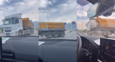 Bursa'da ters şeritten giren kamyon 'pes' dedirtti