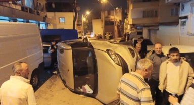 Kontrolden çıkan otomobil yan döndü: 1 yaralı