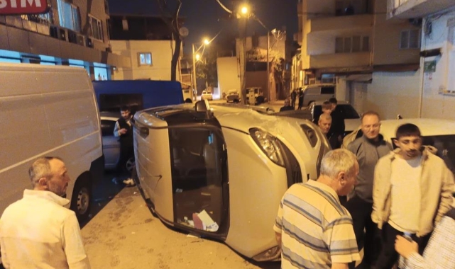Kontrolden çıkan otomobil yan döndü: 1 yaralı