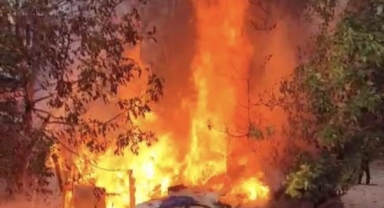 Müstakil evin bahçesinde çıkan yangın korkuttu