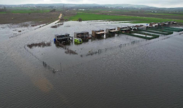 Ulubat Gölü taştı felaket havadan görüntülendi