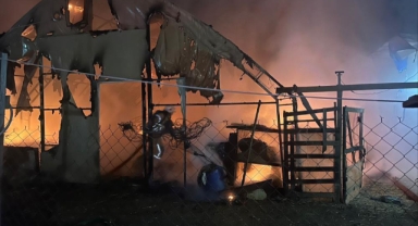 İnegöl'de çiftlikte yangın:580 kanatlı hayvan telef oldu