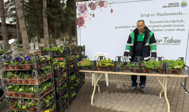 İnegöl’de mezarlıklara bayram öncesi renkli dokunuş