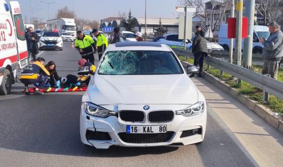 İnegöl'de otomobilin çarptığı yaya ağır yaralandı