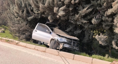 Kontrolden çıkan otomobil ağaçlık alana uçtu: 1 yaralı