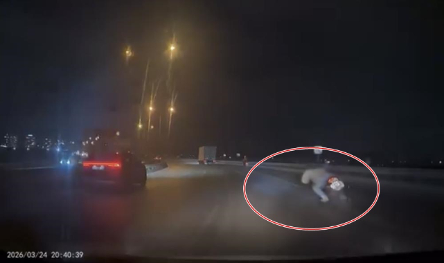 Virajı alamayan motosiklet sürücüsü savruldu