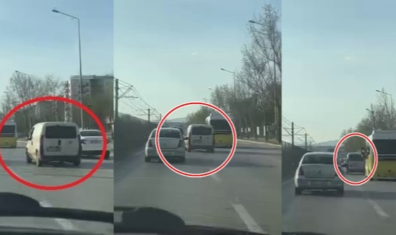 Peş peşe makas attı trafiği tehlikeye düşürdü