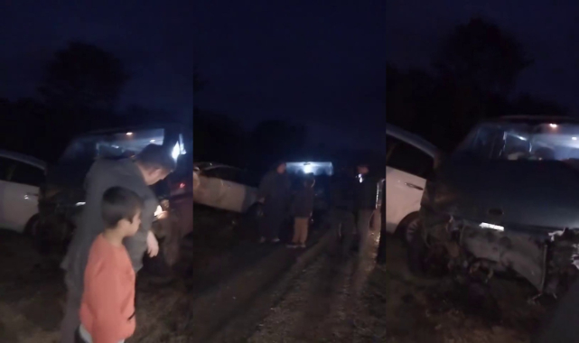 Yamaçtan kopan kayalar araçların üzerine yağdı