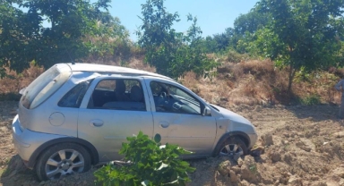 Kontrolden çıkan otomobil meyve bahçesine uçtu: 4 yaralı
